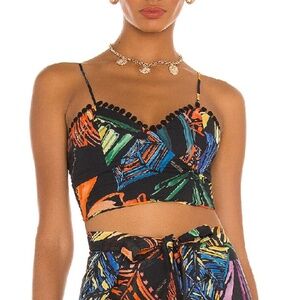 Charo Ruiz Hilma Crop Top in Black Print XS